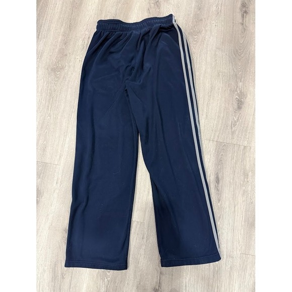 Adidas Kids Wide Leg Baggy Track Pants Blue Grey Stripe Wide Leg Size L 14/16 - Picture 2 of 5